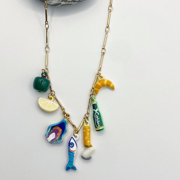 NEW Sardines & Cigarettes Ceramic Charm Layering Necklace - Picture 7 of 8